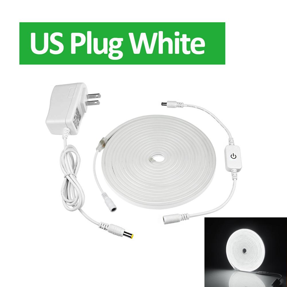 LED neon light dimmable white warm white DC 12V soft neon lamps room decoration Cuttable tape for DIY neon letters: US Plug White / 1m