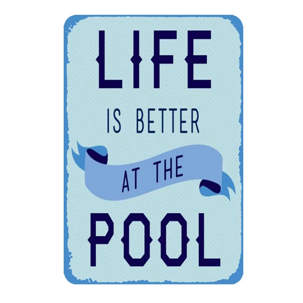 NO PEEING In The POOL Tin Sign, No Peeing in the Pool Signs, Swimming Pool: White