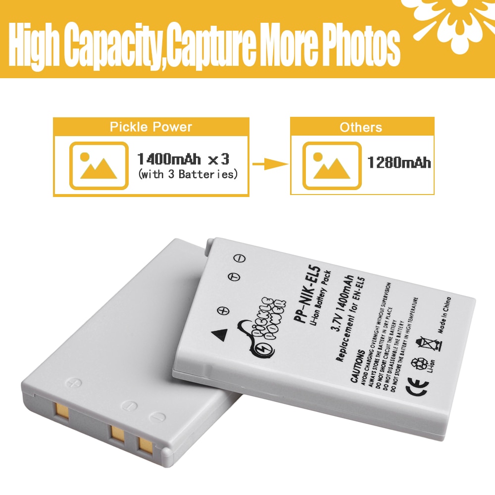 3 Pcs EN-EL5 EN EL5 ENEL5 Battery and Wall Charger for Nikon Camera Coolpix P80 P90 P100 P500 P510 P520 camera accessories