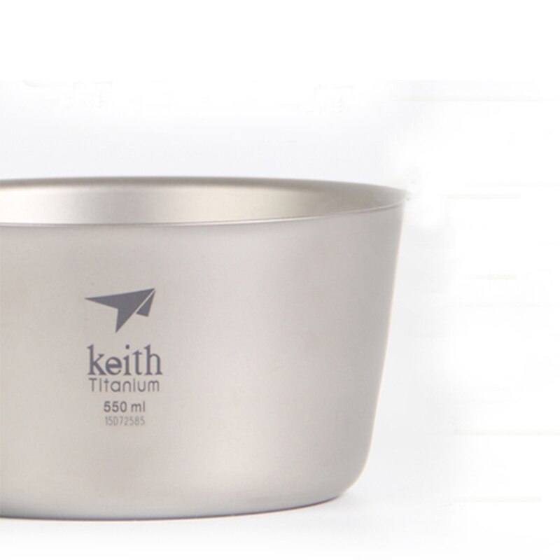 Bol de titanio para acampar, senderismo, Picnic, Bol resistente a la corrosión, fiambrera, ensaladera, utensilios de doble pared 550ml Ti5322