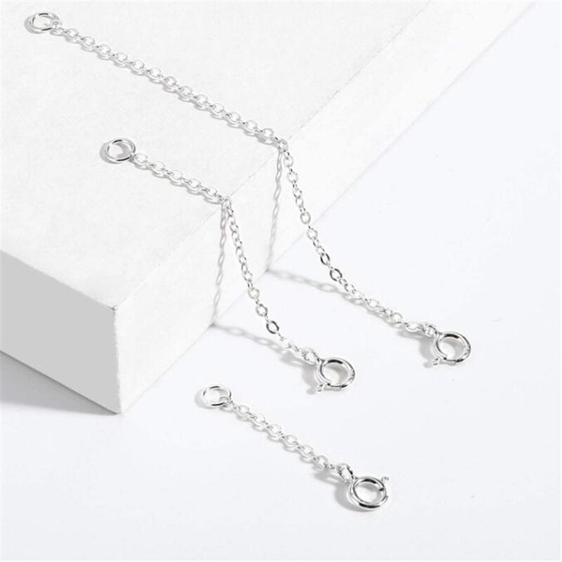 Chaîne d'extension de collier en argent Sterling 925, 2 pièces, Bracelet en vrac, chaînes étendues, Extension de queue pour bricolage, résultats de fabrication de bijoux