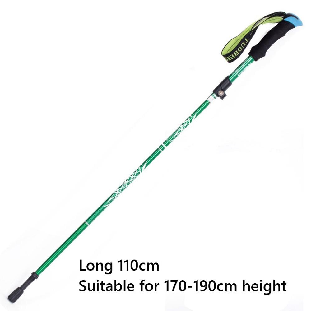 Hiking Poles Aluminum Alloy Ultra Light Walking Sticks Telescopic Folding Hiking Poles Outdoor Equipment: Green Long