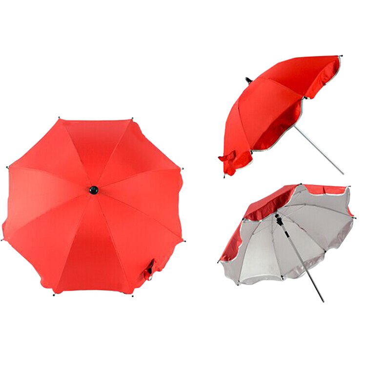 Sombrilla de cochecito de bebé de nailon Anti-UV cubierta de toldo de sol 360 paraguas de cochecito ajustables soporte elástico soporte de cochecito Accesorios: Rojo