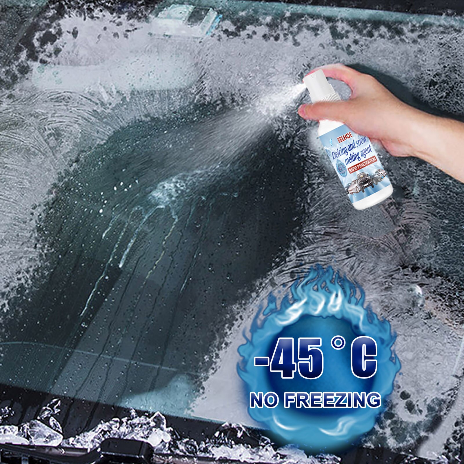 Parabrisas para automóvil, agente de fusión de nieve de Fusión Rápida, antihielo, Spray de eliminación de nieve eficaz, anticongelante, para invierno