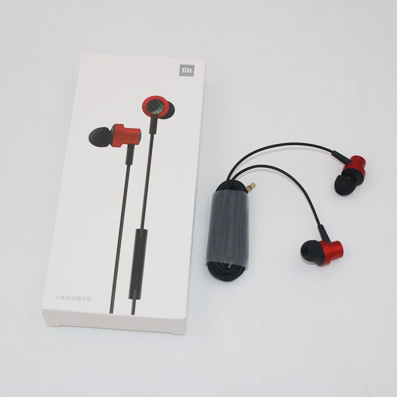 For Xiaomi M11 Bass In-Ear Earphone 3.5mm Eadphone With Mic Wire Control Dual Driver For Mi Note 10 Pro Redmi Note 7 8 9 Pro: red