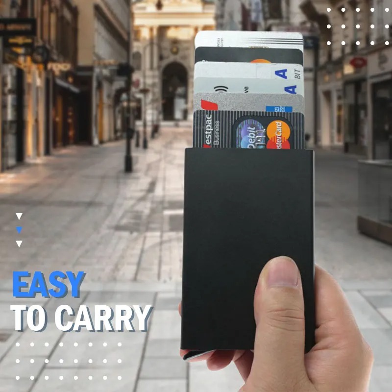 Dünne Aluminium Brieftasche Mit Elastizität Zurück Beutel Ich würde Kreditkarte Halfter Mini RFID Brieftasche Automatische Pop hoch Bank Karte fallen