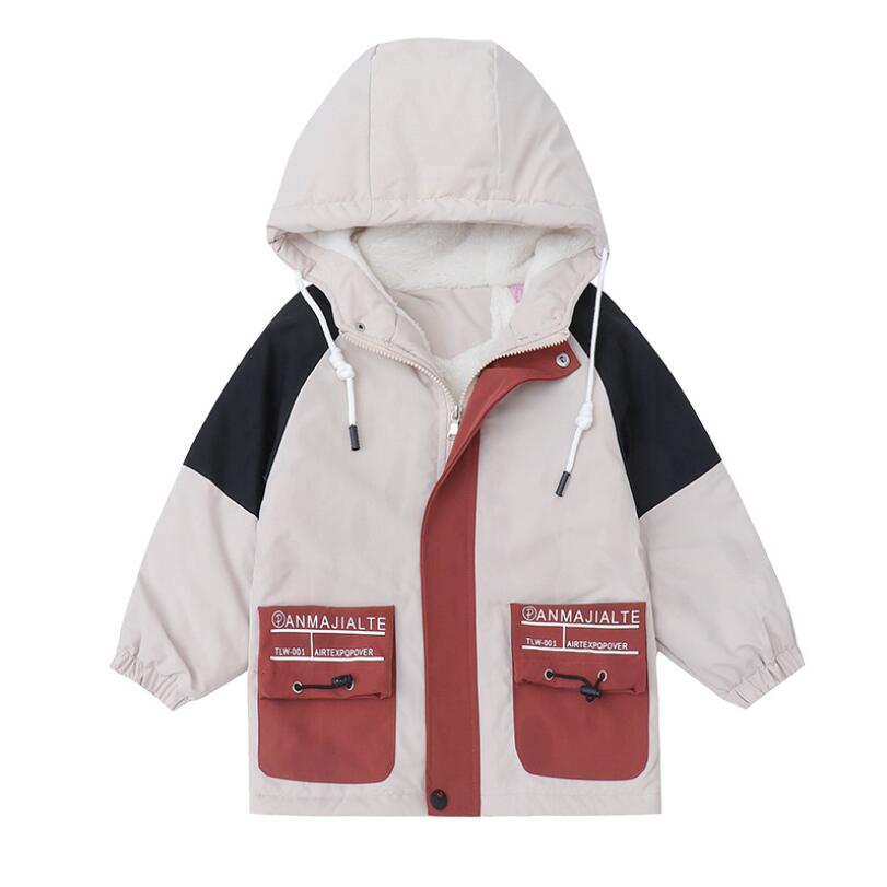 Baby Boys Clothes Winter Thicken Fleece Lining Warm Jacket Children Long Hooded Waterproof Coat Sport Windbreaker Outfit