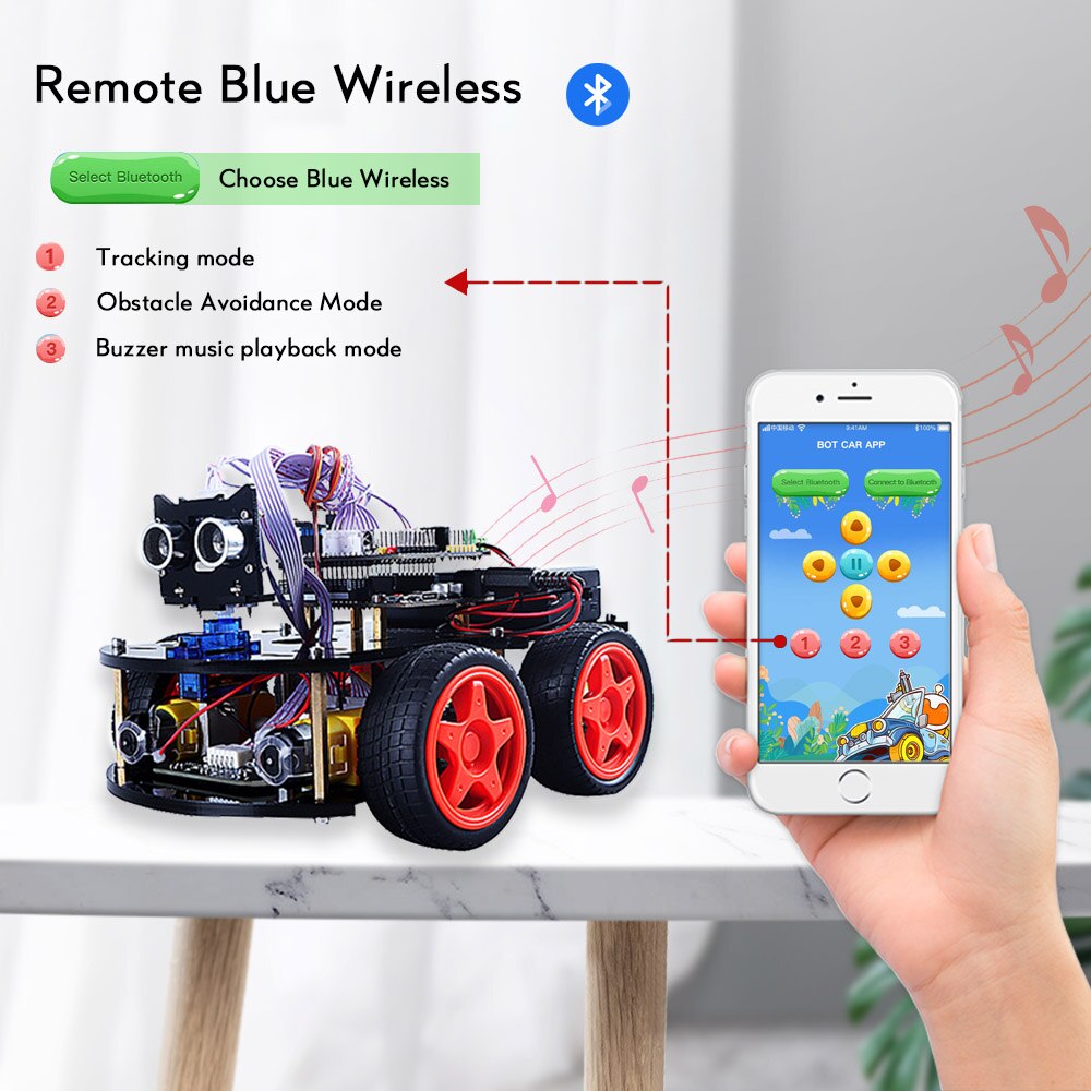 4WD Smart Robot Car Upgraded V3.0 For Arduino UNO R3 With SG90,Bluetooth module,IR Control Programming Electronic Starter Kit