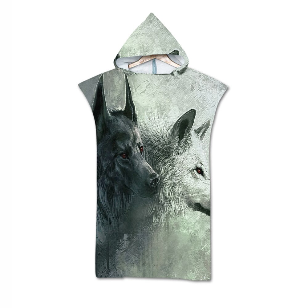 Microfiber Gedrukt Hooded Strandlaken Voor Volwassenen Quick Dry Zwembad Poncho Badhanddoek Met Mantel Badjas: Sky Blue