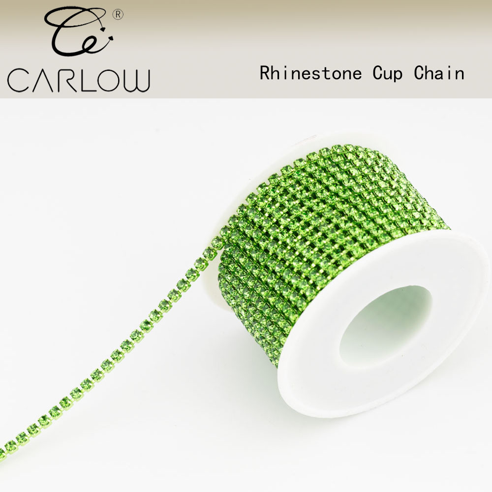 Carlow 10Yard/Rol Primaire Kleur Glas Kristallen Steentjes Ketting Naaien Op Close Cup Strass Kettingen Rol Voor Tas Decoratie: 4Mm / Black Nickel