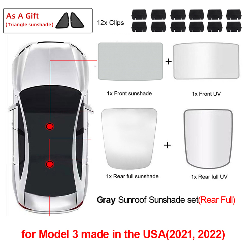 Parasol de techo de vidrio para coche Tesla, parasol frontal y trasero para parabrisas Skylight, sombreado UV, actualización, modelo 3, , 2022