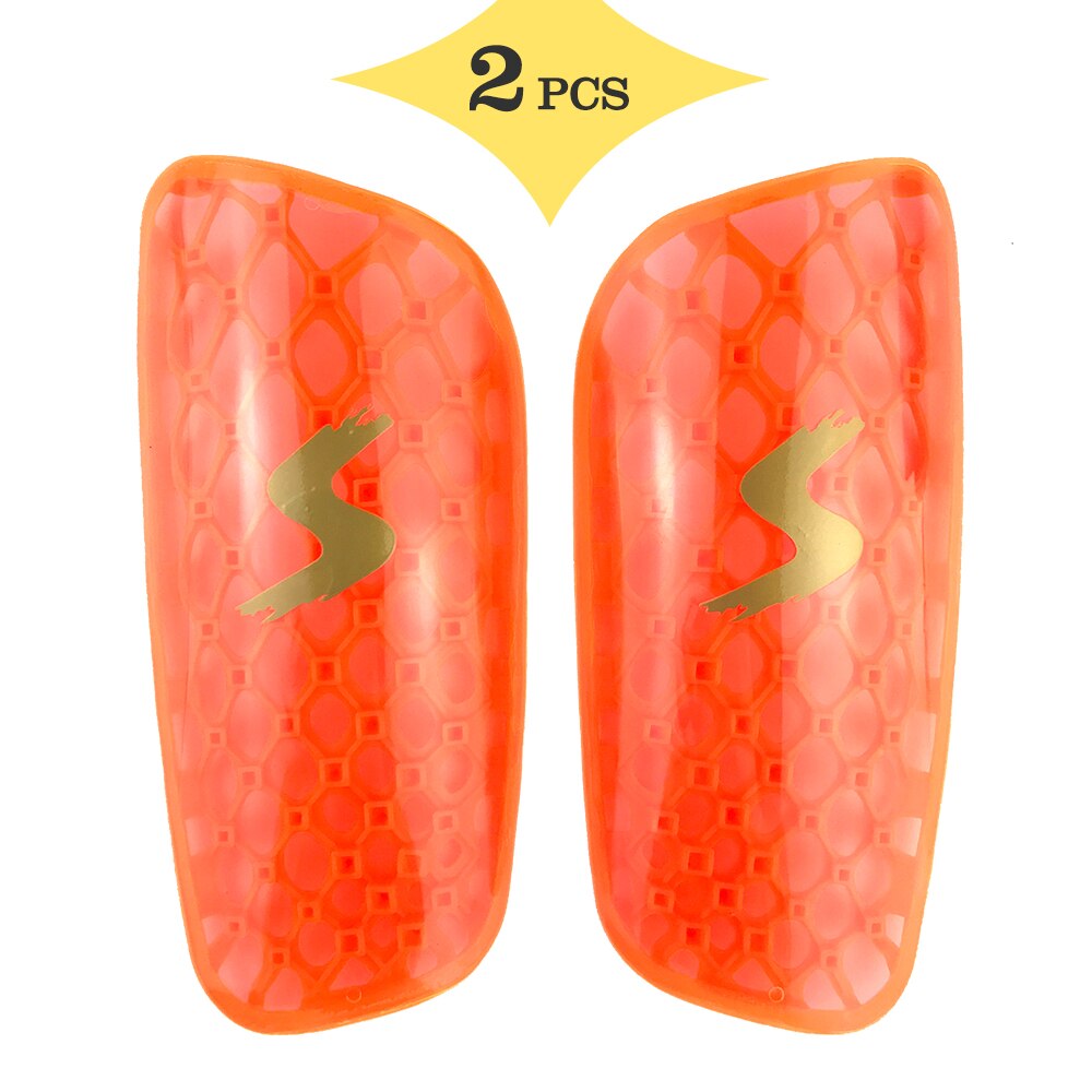 2 Pcs Voetbal Scheenbeschermers Voetbal Shin Beschermende Boord Voetbal Training Kalf Beschermer Ademend Voetbal Been Pad: Orange / L