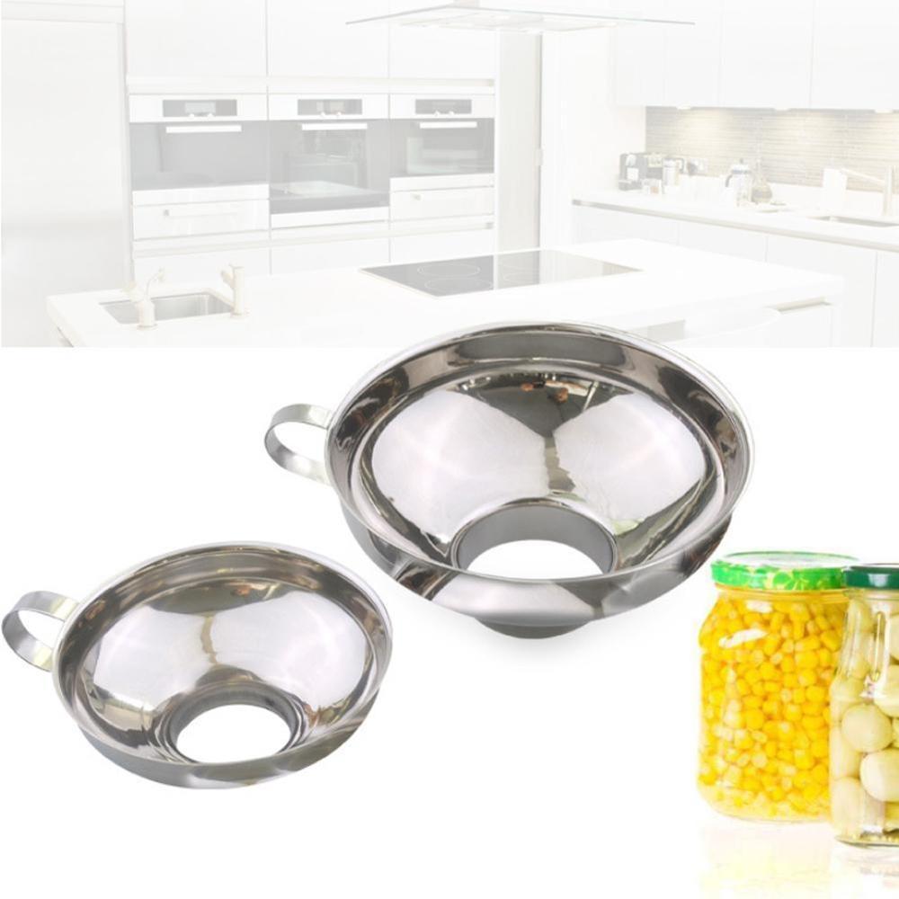 1Pc de acero de boca ancha Canning embudo cereales de arroz utensilio de tolva de alimentación grande frasco de cocina embudos S6Q9