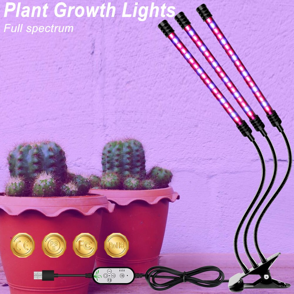 USB LED Grow Light 5V LED Grow Light Full Spectrum For Plants Lamp Aquarium For LED indoor Vegetable Flower seedling Grow Tent: 27W 3Heads