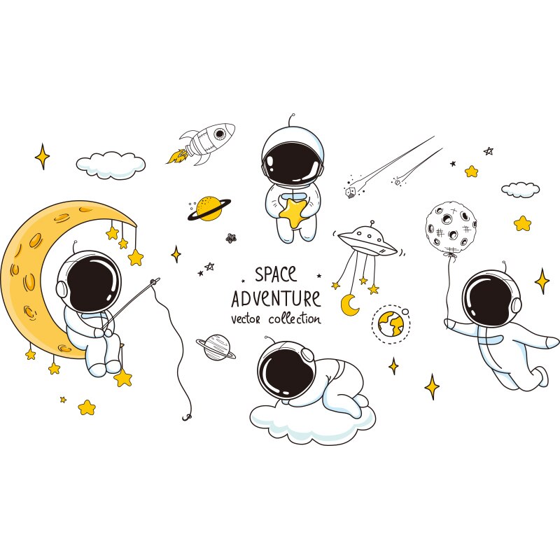 [shijuehezi] katuvalo seinätarrat tee itse korkeusmittaus seinätarrat lastenhuoneisiin vauvan makuuhuoneen sisustukseen: Astronautti tarra
