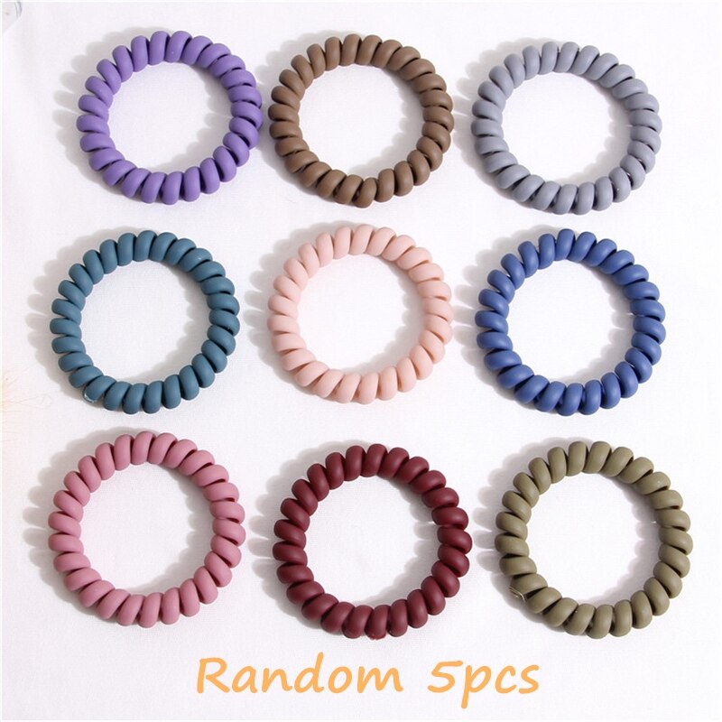 5/20PCS Frosted Colored Telephone Wire Elastic Hair Bands For Girls Headwear Ponytail Holder Rubber Bands Women Hair Accessories: Random 5pcs