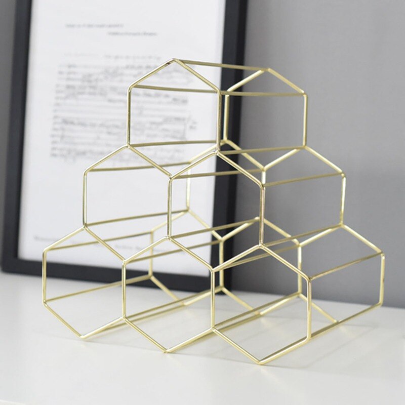 Geometric Wine Rack Metal Simple Household Grape W... – Grandado