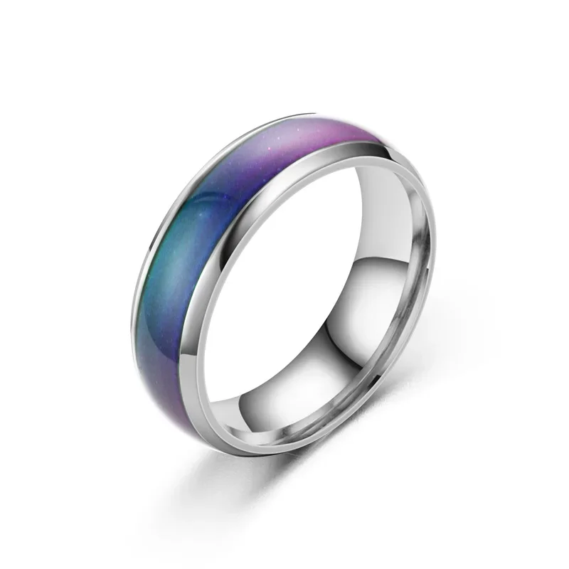 5 Colors Stainless Steel Changing Color Rings Mood Emotion Feeling Temperature Ring for Women Men Couples Ring Tone Jewelry: 9 / WHITE