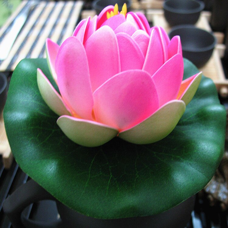 Plantas flutuantes água lírio artificial flor de lótus folha lagoa tanque de peixes decoração nova