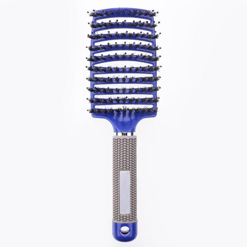 Hair Brush Magic Hair Comb Hairbrush Bristle Nylon Women Wet Curly Detangle Hair Brush for Salon Hairdressing Styling Tools: Blue With Hair