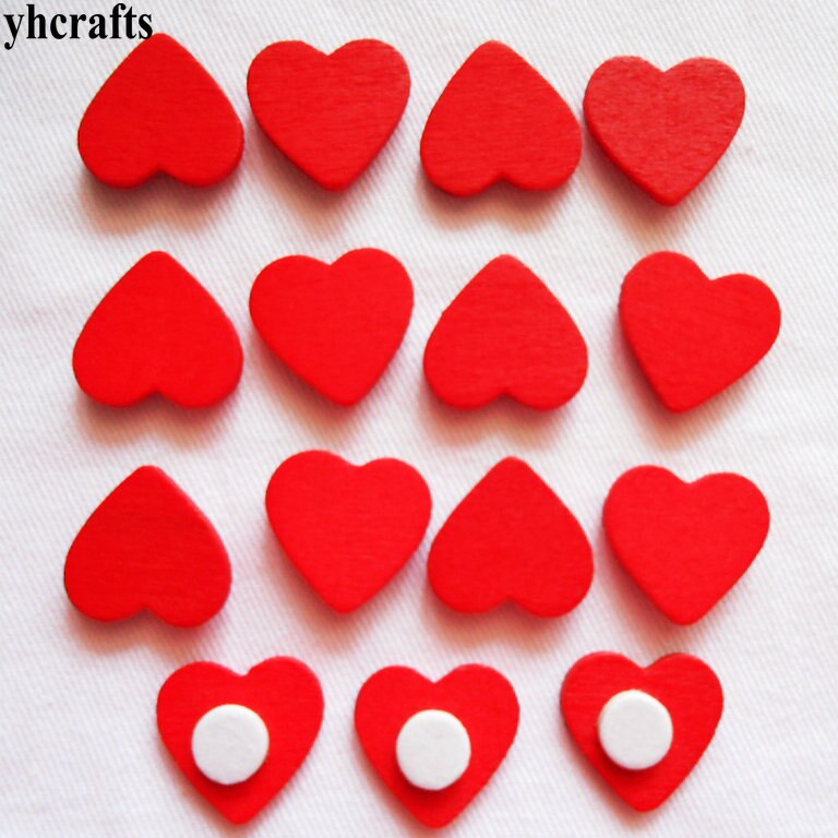 100 STÜCKE/viel. Holz herz Stern blume aufkleber Früer erlern pädagogisches spielzeug für freundlicher wandtattoo Kindergarten handwerk kreative: 100Stck rot Herz