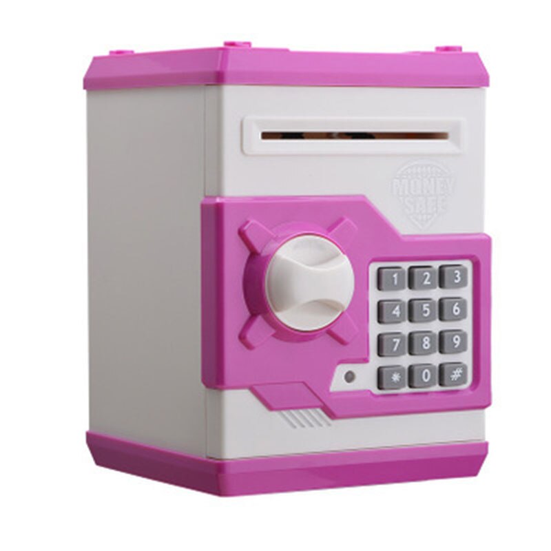 Intelligenkreativ adgangskode sikker sparegris automatisk sparegris sikker pengeautomat maskine børn legetøjmini sikker automatisk fødselsdag: Lilla