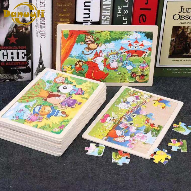 Danuyli 1 stücke 24 Scheibe Kleine Stück Puzzle Spielzeug Kinder Tiere Holz Puzzles Kinder Pädagogisches Spielzeug für baby