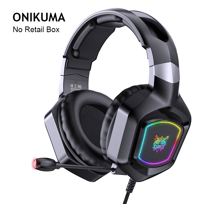 ONIKUMA X8 X9 RGB przewodowy zestaw słuchawkowy do gier ciężki bas komputerowe słuchawki z mikrofonem LED do laptopa PC Xbox One Controlle: X8 black no box