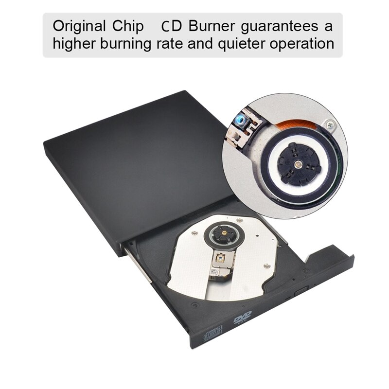 Eksternt DVD-drev Optisk Drev USB 2.0 CD-RW Brennbar Bærbar for Bærbar Windows PC (Hvit)