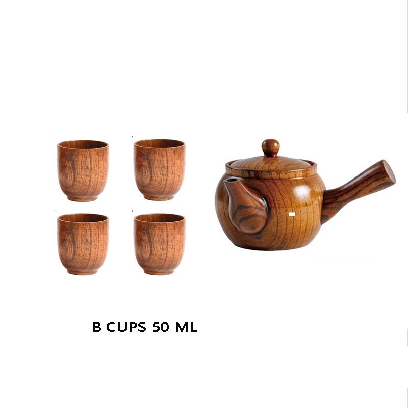 Conjunto de bule de chá e chá de chá de madeira natural de nimitime e conjunto de bule de chá de jujuba: B cup set
