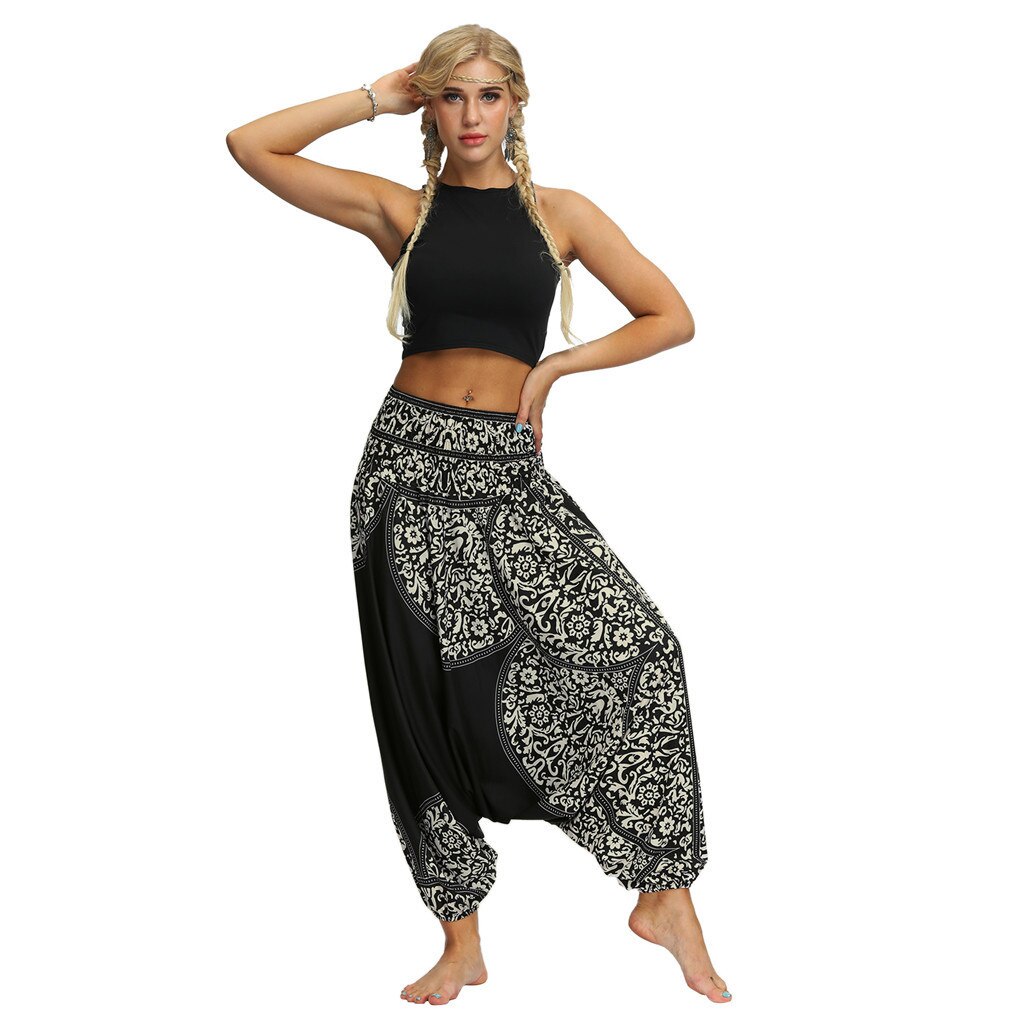 Women Casual Tennis Pants Loose Yoga Trousers Baggy Boho Jumpsuit Pants leggings sport women fitness combinaison femme#35