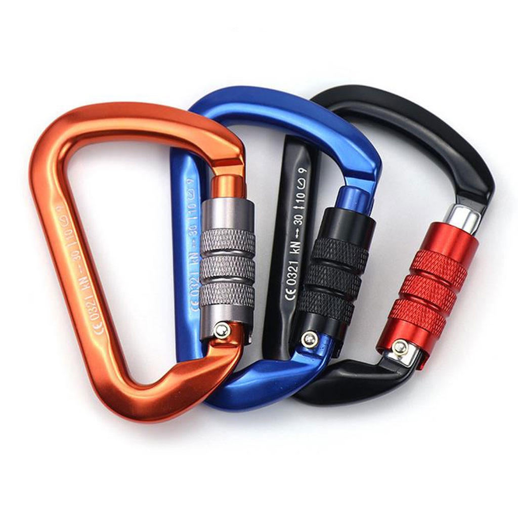 Outdoor Climbing Equipment Accessor Safety Lock Aviation Aluminum Carabiner D Shape Buckle Pack 30kn Keychain Automatic Jy6
