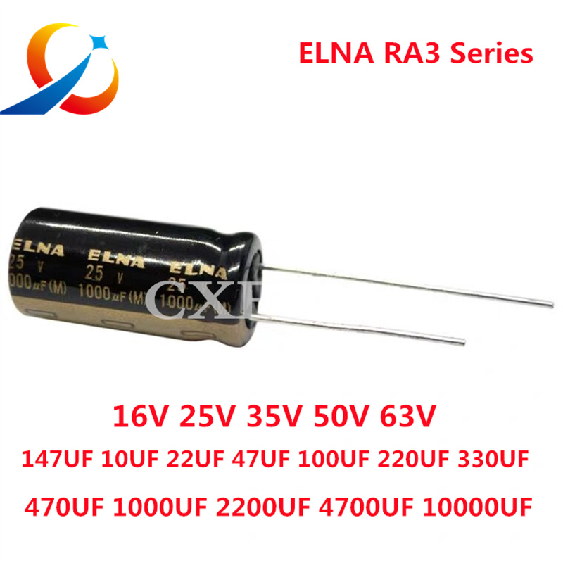 Condensatore Audio HiFi serie ELNA RA3 16V 25V 50V 63V 10uF 22uF 47uF 100uF 220uF 470uF 1000uF 2200uF 3300uF 10000uF Originale 20%