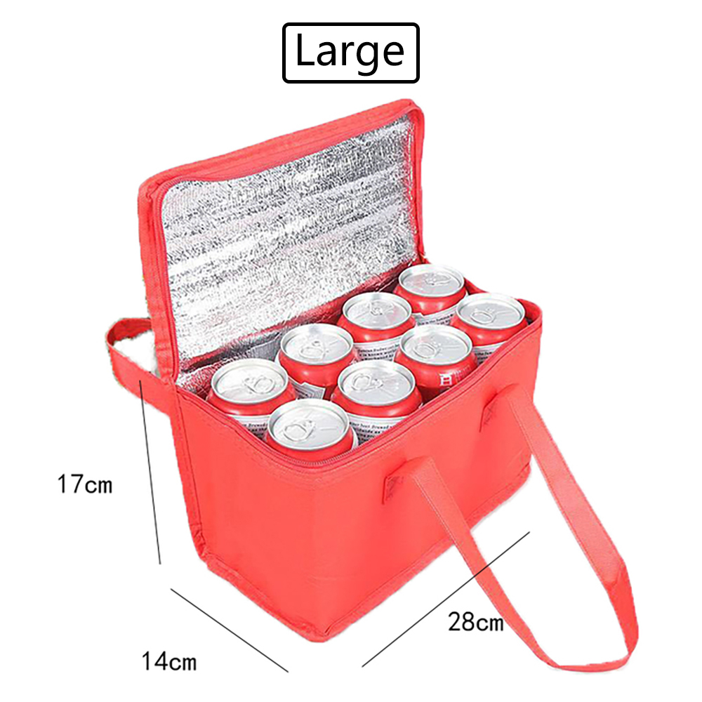 Bärbara värmeisolerade kylväskor stor utomhus camping lunch bento box resor bbq måltid dryck zip pack picknick tillbehör: Röd stor