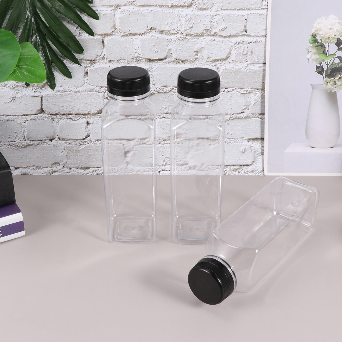 10PCS 400ml Transparent Empty Storage Containers Disposable PET Bottles with Lids for Beverage Drink Bottle Bottle Jar (Bl