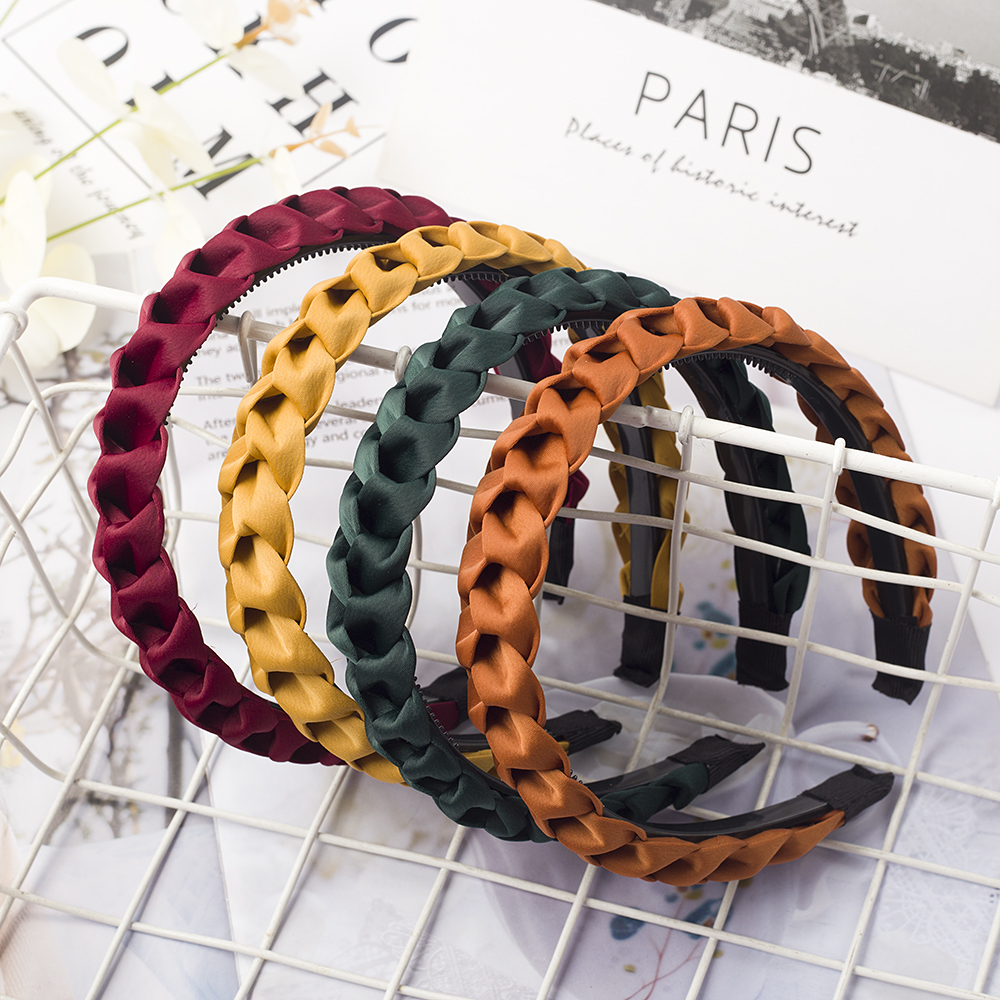 Cinta de pelo trenzada para niña y mujer, cintas elásticas para el cabello, antideslizantes, diademas tejidas a la , accesorios para el cabello con bisel