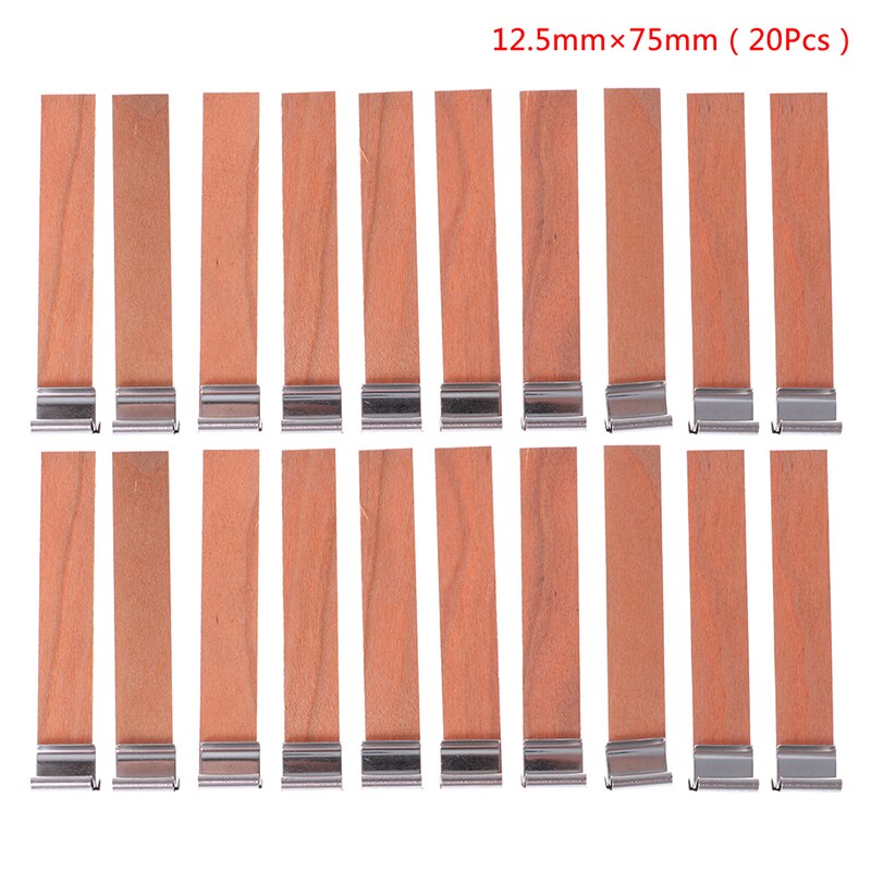 20 piezas-mecha de madera para velas, 12,5mm, 75mm, 130mm, con pestaña de soporte, vela, mecha, núcleo para DIY, fabricación de velas, suministro de cera de Parffin de soja: A