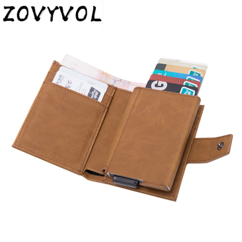 ZOVYVOL RFID Blocking Card Holder - Slim Metal & PU Wallet - Business Card Case for Men & Women
