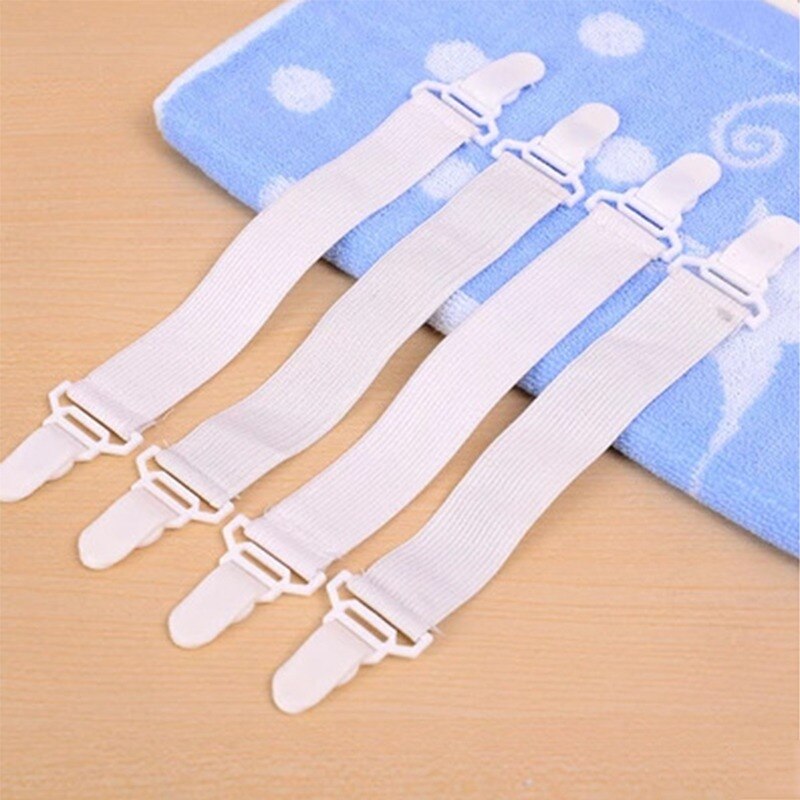 BedSheet 4Pcs/set Elastic Bed Sheet Strong Clip Grippers Bed Sheet Adjustable Bed Sheet Clip Bed sheet Belt Fastener Mattress: 2 Heads 4Pcs