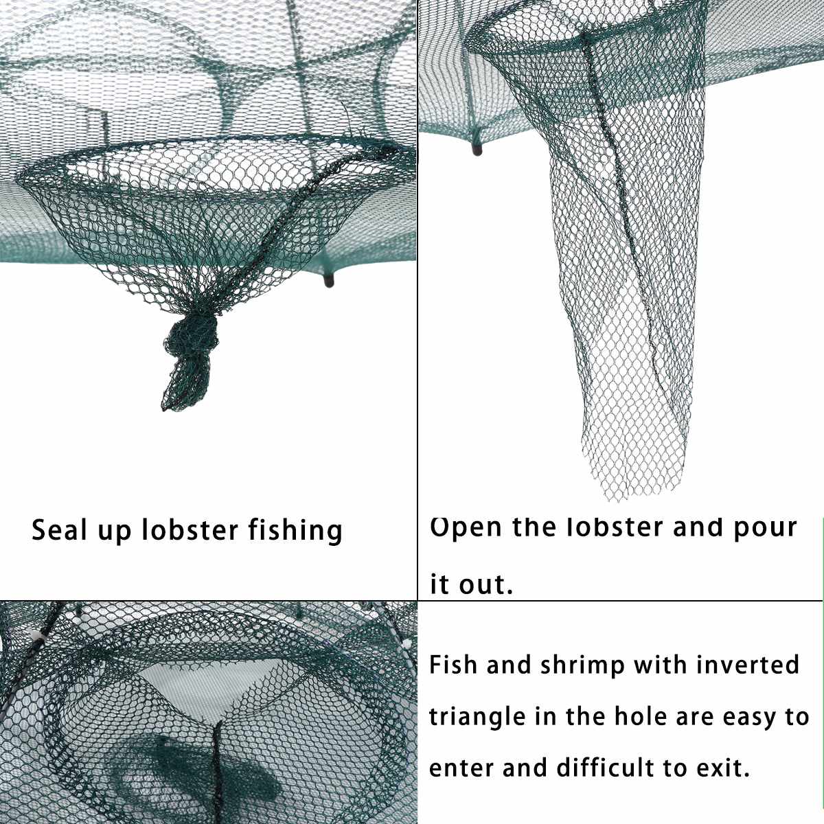 4-20 Holes Automatic Fishing Net Shrimp Cage Folded Fish Network Casting Nets Crayfish Shrimp Catcher Tank Trap Cages Mesh