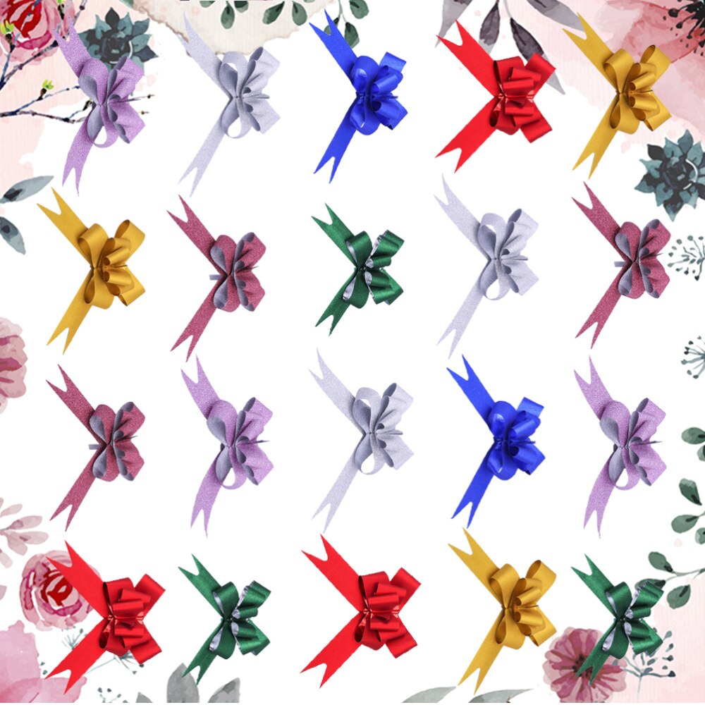 50 Uds. 9cm hermosos moños de tracción con de copo de nieve Navidad decorativo Pull Bowknots caja de tirar moños lazo cinta (Re