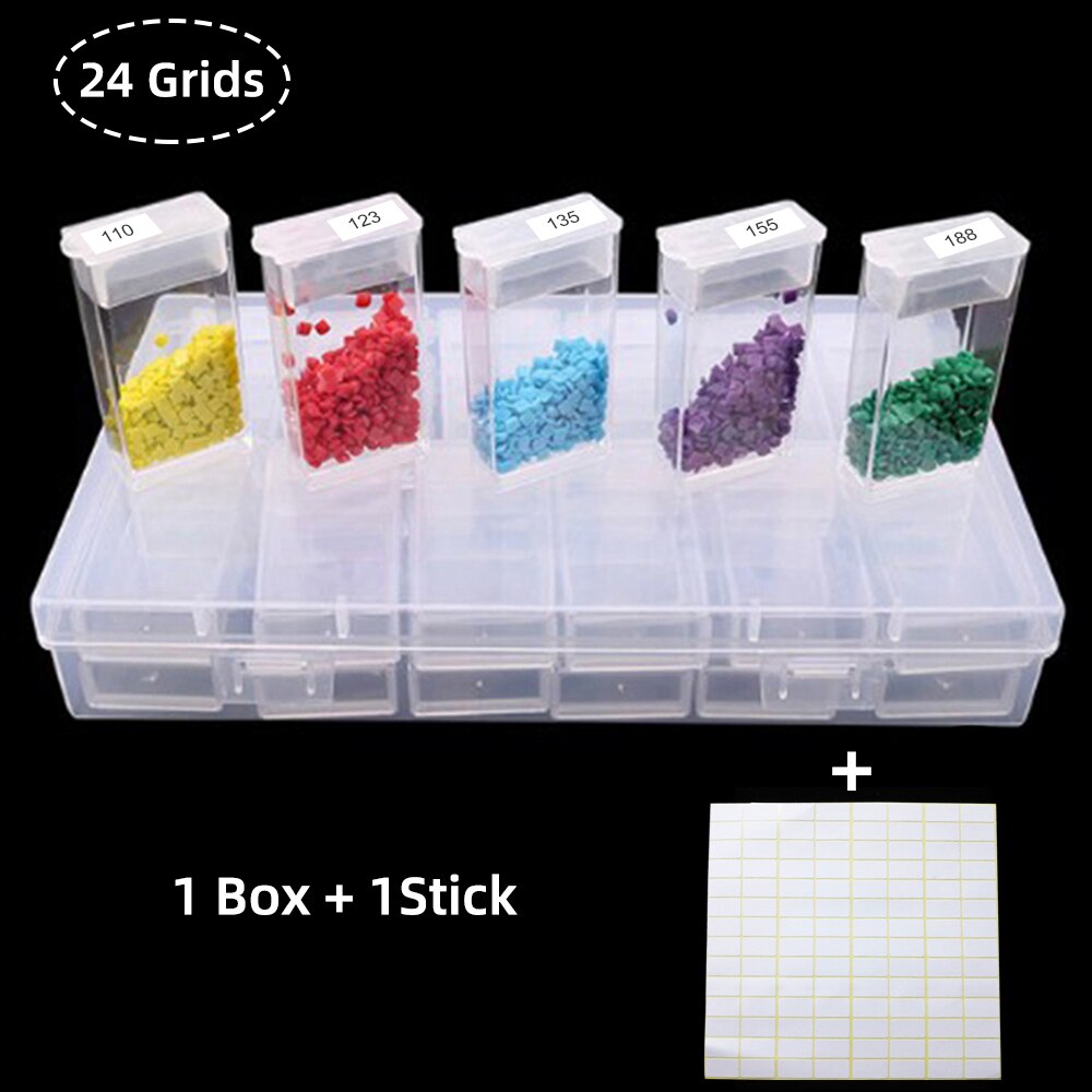 Diamant Schilderen Gereedschap Kralen Container Strass Diamant Borduurwerk Stone Opslag Accessoire Mozaïek Gemak Doos: 24 Girds