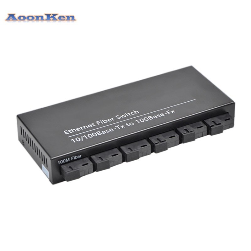 Fiber Optical Transceiver 10/100M Ethernet Fiber Switch 2 RJ45 6 Fiber Ports Fiber Optical Media Converter Single Mode