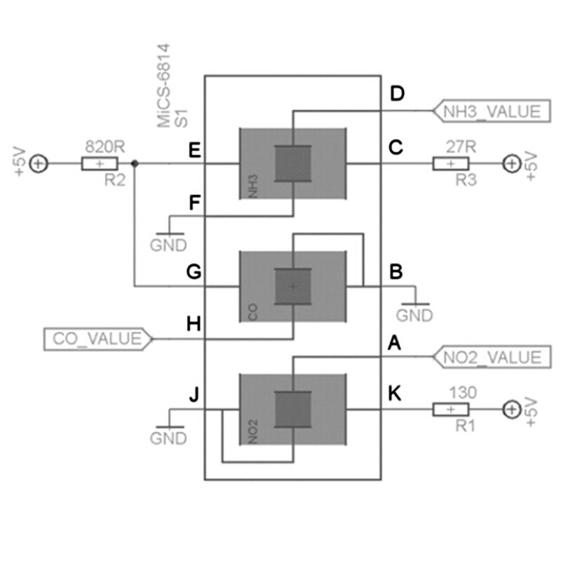 MICS-6814 Air CO NO2 NH3 Stickstoff Carbon Gas Sensor Modul für Arduino