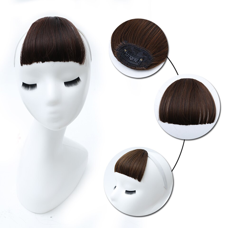 Difei stump pannelugg klips hårpynt svart brun syntetisk pannelugg hair extensions ansikt pannelugg hår for kvinner