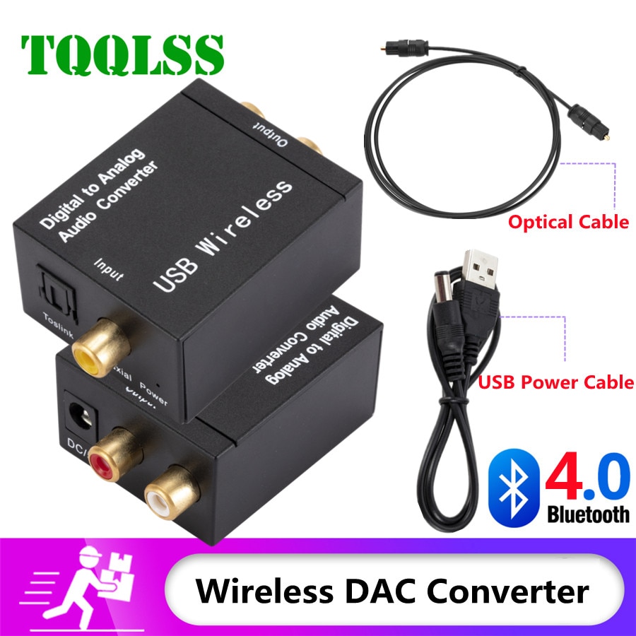 BT 4.0 DAC Digital To Analog Audio Converter Optical Fiber Toslink Coaxial Signal To RCA Audio Decoder SPDIF ATV DAC Amplifier