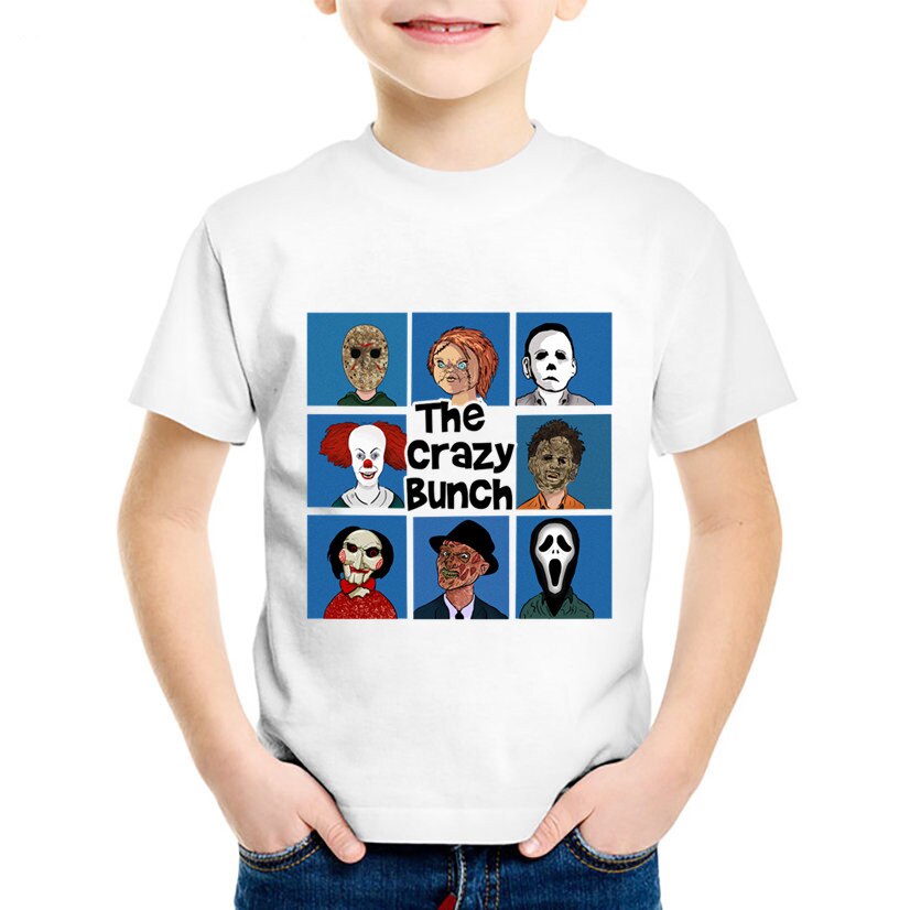 Psycho/Creay Bunch drukuj dzieci t-shirty dzieci Pennywise lato T shirt chłopcy/dziewczęta śmieszne koszulki ubranka dla dzieci, oHKP5504: white-B / 5 t