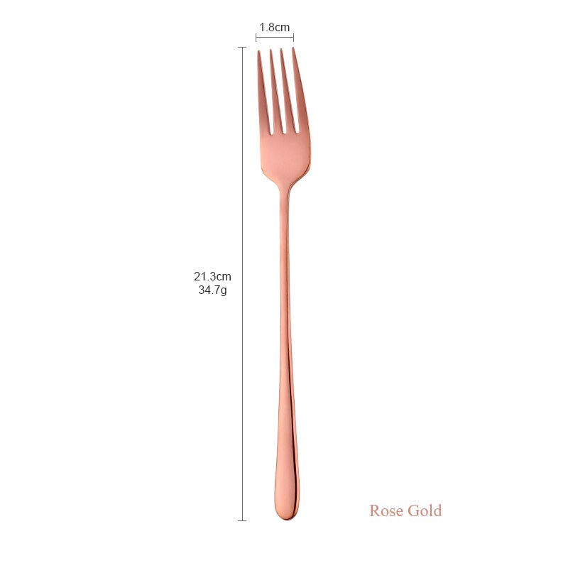 1 Pcs Diner Vork Rvs Korea Kleurrijke Dessert Vork Met Lange Steel Rose Gold Home Keuken Servies: Rose gold