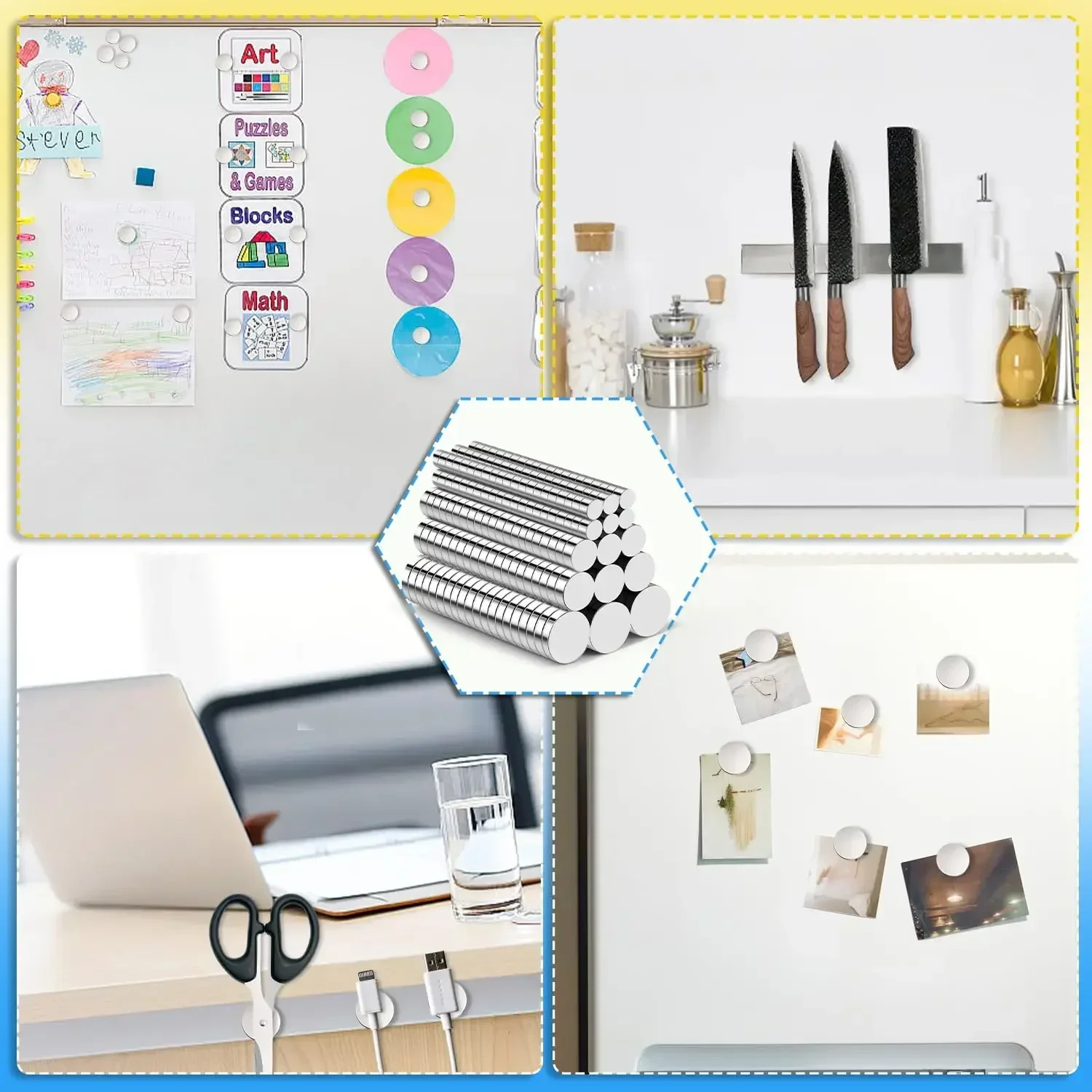 Powerful Magnets Super Strong Round Magnet Refrigerator Magnet for Fridge, DIY, Building, Scientific, Craft, and Office Magnets
