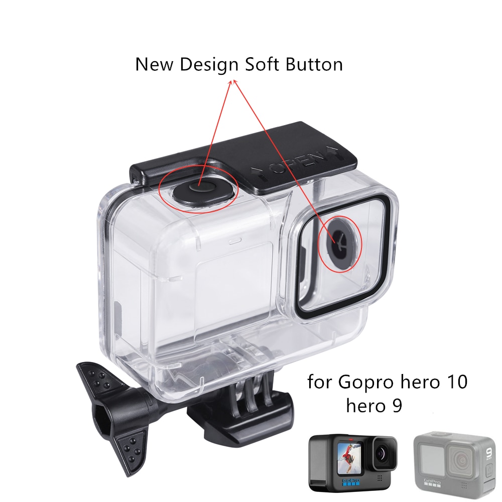 Zachte Knop Waterdichte Behuizing Case Voor Gopro Hero 9 10 Zwart Camera Duiken Bescherming Shell Voor Go Pro 9 Accessoires